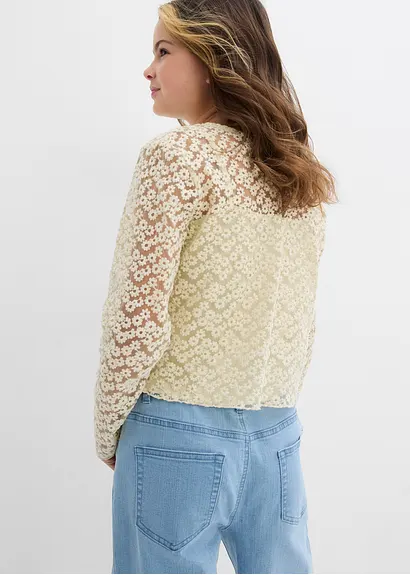 bonprix Verspielte Spitzenbluse mit eingenähtem Jerseytop - natur Lagerräumung