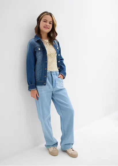 bonprix Verspielte Spitzenbluse mit eingenähtem Jerseytop - natur Lagerräumung