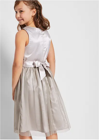 bonprix Festliches Mädchen Kleid mit dekorativen Details - silber Top Angebot