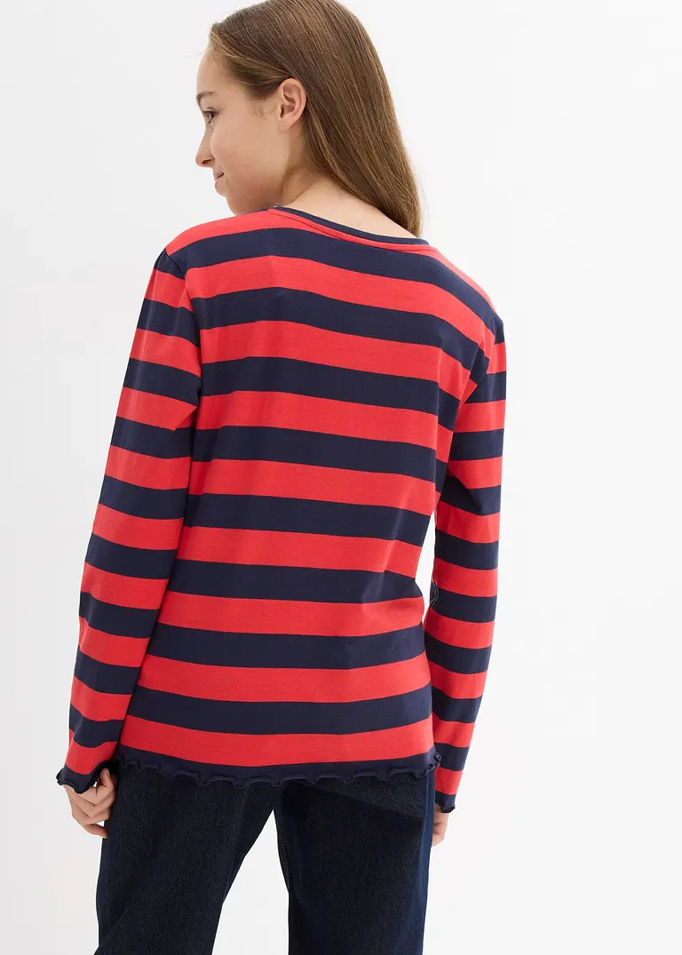 bonprix Mädchen Langarmshirt in Slim Fit aus Bio-Baumwolle - rot Online Outlet