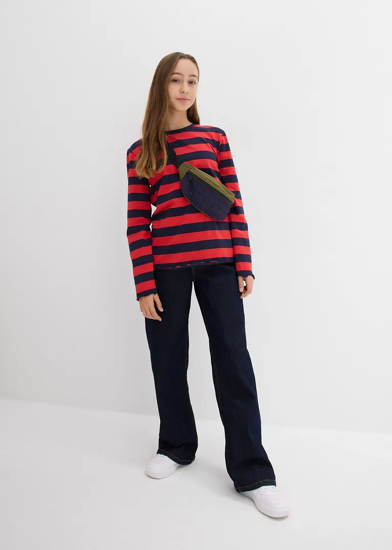 bonprix Mädchen Langarmshirt in Slim Fit aus Bio-Baumwolle - rot Online Outlet