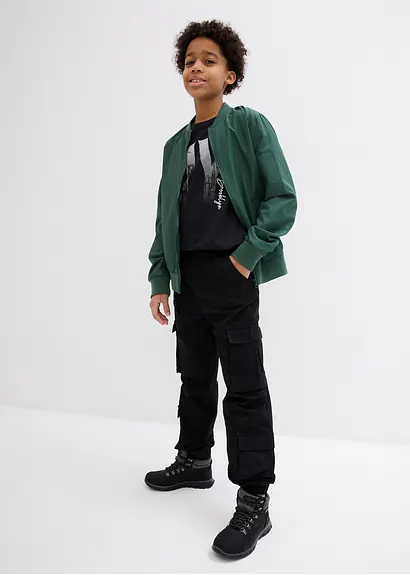 bonprix Cooles Jungen T-Shirt mit großem Druck vorne - schwarz Zeitlich begrenztes Angebot