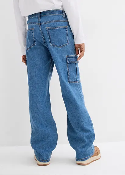 bonprix Angesagte Jungen Cargo-Jeans mit 6 Taschen - blau Neuheiten