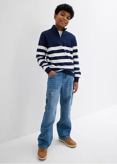 bonprix Angesagte Jungen Cargo-Jeans mit 6 Taschen - blau Neuheiten