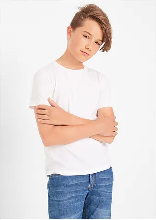 bonprix Jungen Basic T-Shirt mit Rundhalsausschnitt - weiß+dunkelblau+rot Riesige Ersparnisse