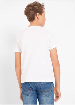 bonprix Jungen Basic T-Shirt mit Rundhalsausschnitt - weiß+dunkelblau+rot Riesige Ersparnisse