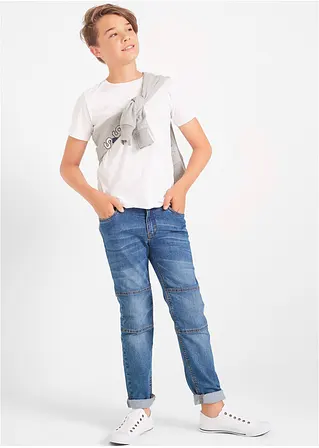 bonprix Jungen Basic T-Shirt mit Rundhalsausschnitt - weiß+dunkelblau+rot Riesige Ersparnisse