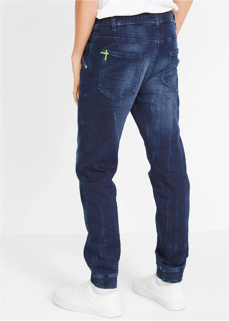 bonprix Coole Jungen Sweatjeans mit neonfarbenen Details am Bindeband Tiefpreis
