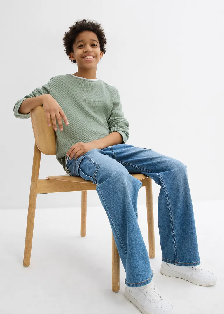 bonprix Schönes Jungen Langarmshirt in 2 in 1 Optik mit Rundhalsausschnitt JETZT KAUFEN