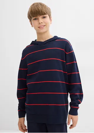 bonprix Jungen Streifenpullover mit Kapuze - blau - Kinder Bis zu 60% Rabatt