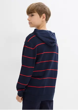 bonprix Jungen Streifenpullover mit Kapuze - blau - Kinder Bis zu 60% Rabatt