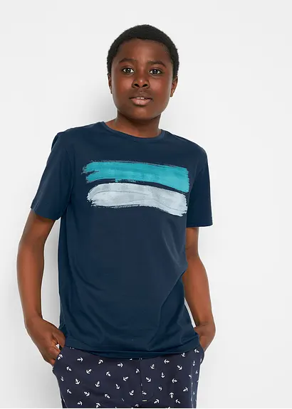 bonprix T-Shirt mit abstraktem Print - blau - Kinder Vierteljährliche Förderung
