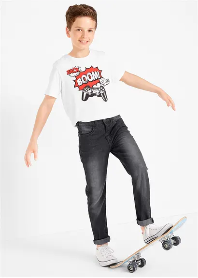 bonprix Schmale Jungen Jeans mit leichter Waschung - blau Bis zu 55% Rabatt