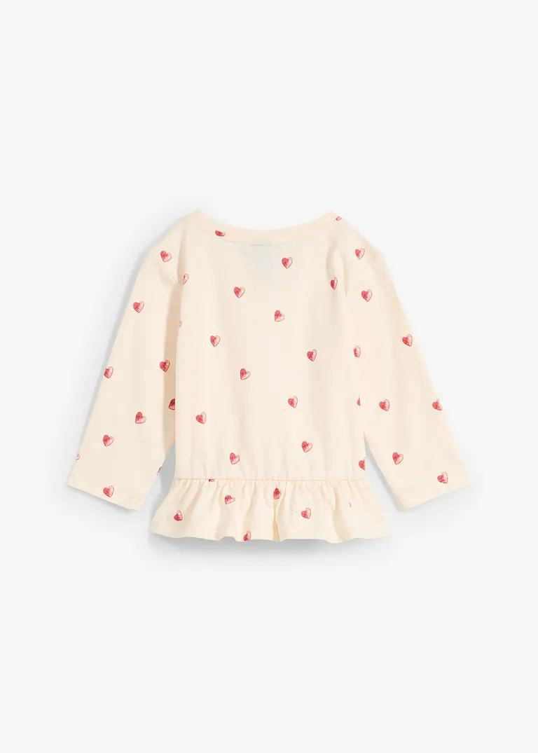bonprix Verspieltes Baby-Bio-Baumwollshirt mit Herzchen - beige Black Friday Preise