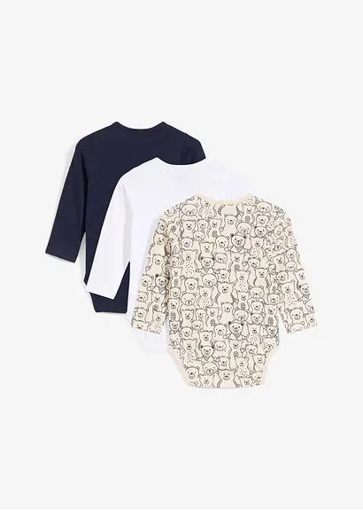 bonprix 3er Packung Baby Bodies mit Knöpfen an der Schulter und im Schritt Versandkostenfrei