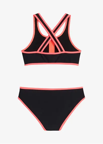 bonprix Sportlicher Bikini mit Reißverschluss Detail und Säumen in Kontrastfarbe Weihnachtsangebot
