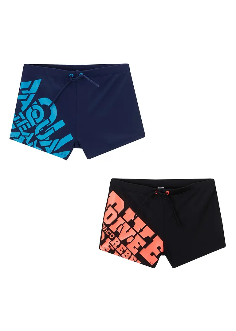 bonprix Tolle Badehose mit Print im 2er Pack - dunkelblau/schwarz Neueste Mode