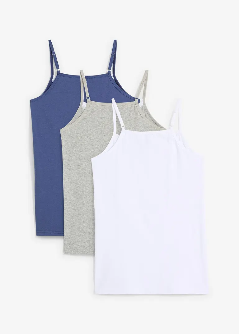 bonprix Schönes Top (3er Pack) mit verstellbaren Trägern und schöner Spitze am Ausschnitt Sonderangebot der Fabrik
