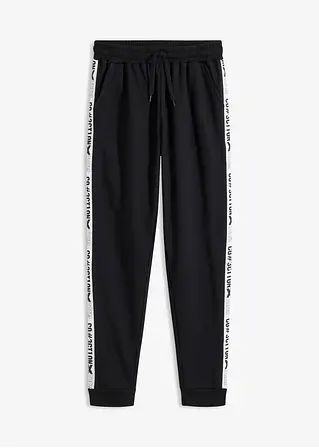 bonprix Jogginghose mit seitlichem Tape - schwarz - Kinder Bis zu 55% Rabatt