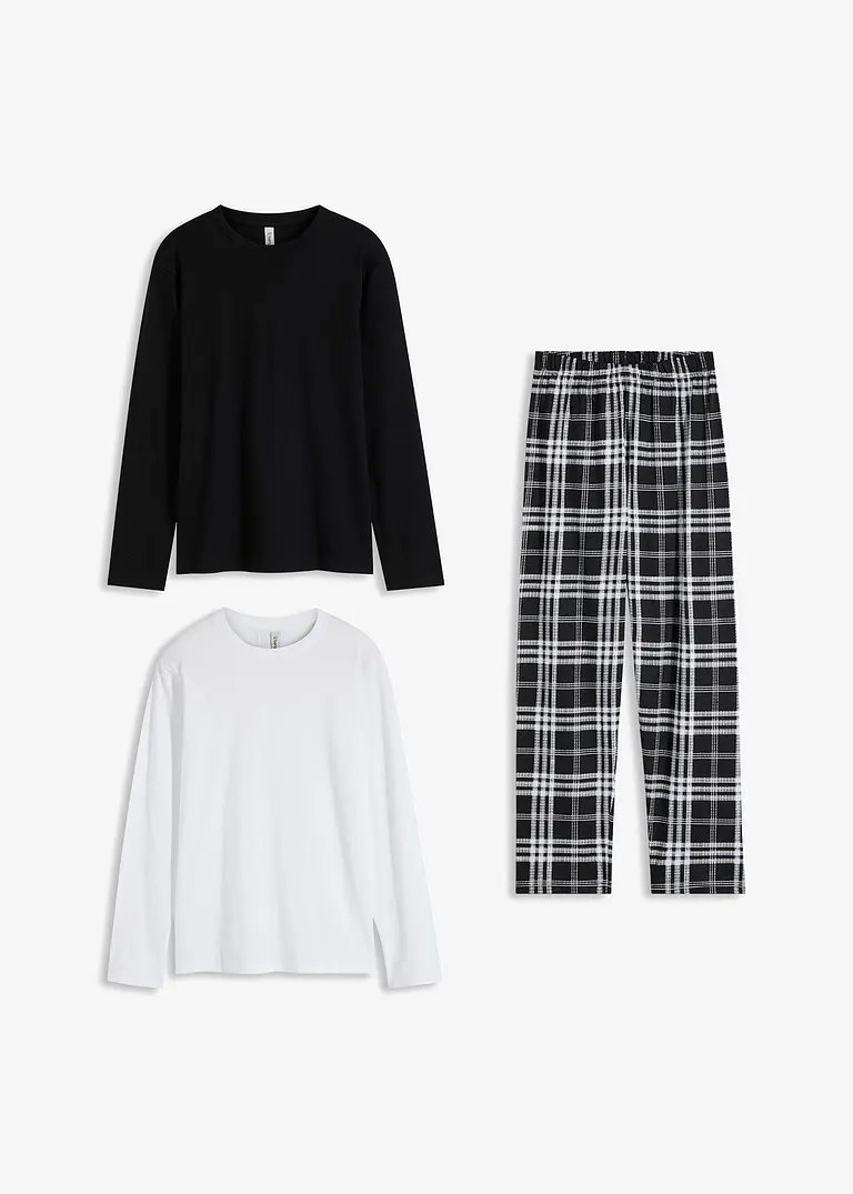 bonprix Schönes Kinder Pyjama (3-tlg. Set) mit 2 Shirt und einer Hose Nur noch ein Tag übrig