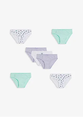 bonprix Schöner Mädchen Slip im 7er Pack. - weiß bedruckt+puderlila+mint Begrenzt auf 3 Tage
