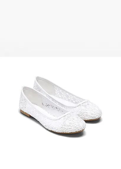bonprix Verspielte Ballerina mit Spitze - weiß - Damen Günstiger Verkauf