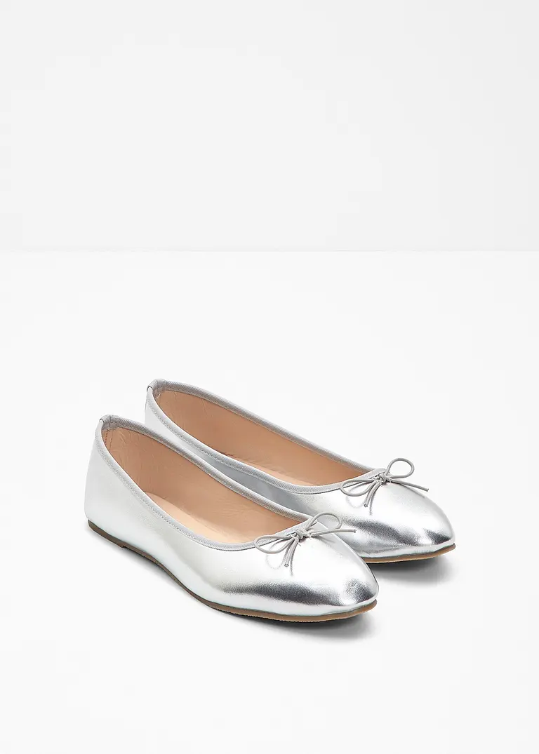 bonprix Niedliche Ballerina mit Schleife - silber - Damen Kostenloser Versand