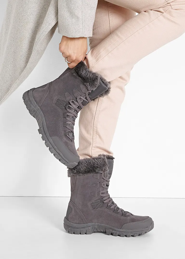 bonprix Warmer Winter Schnür Boot mit Tex-Membran - grau Flash Sale