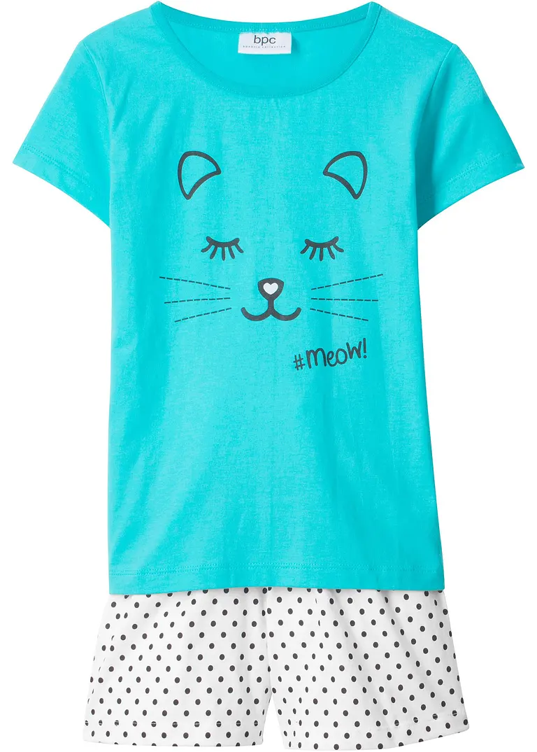 bonprix Bedruckter Pyjama mit süßem Print - aqua/weiß bedruckt Vatertagsangebot