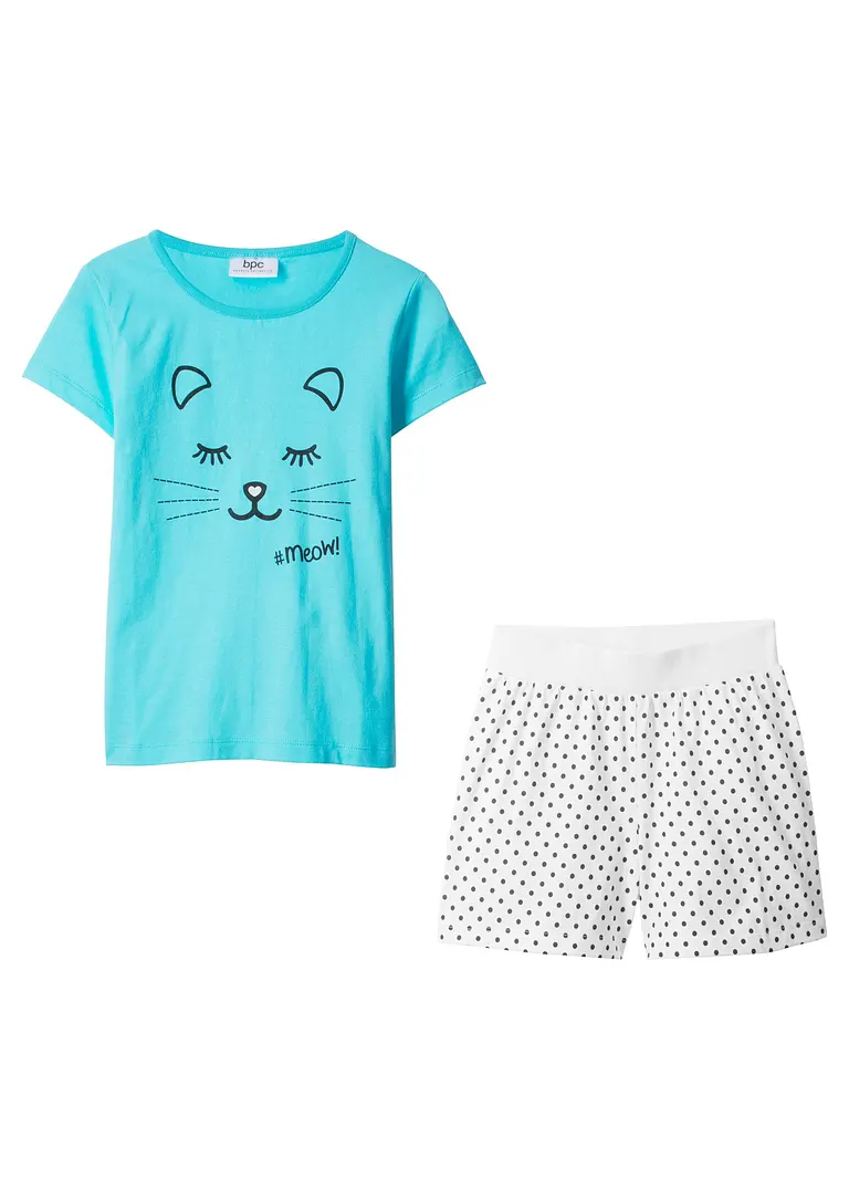 bonprix Bedruckter Pyjama mit süßem Print - aqua/weiß bedruckt Vatertagsangebot