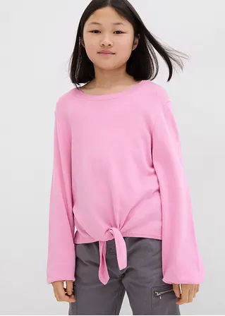 bonprix Weicher Mädchen Feinstrickpullover mit Knotendetail - rosa Räumungsverkauf
