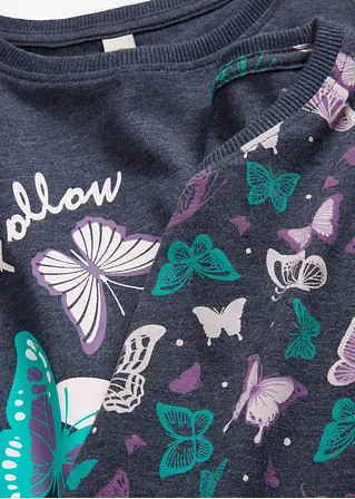 bonprix Zauberhafter Mädchen Pyjama im Doppelpack mit 2 Langarmshirt und 2 Pyjamahosen Super Sparpreis