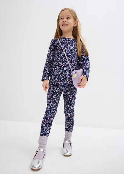bonprix Mädchen Langarmshirt mit Blumen-Druck - blau - Kinder Wochenangebot