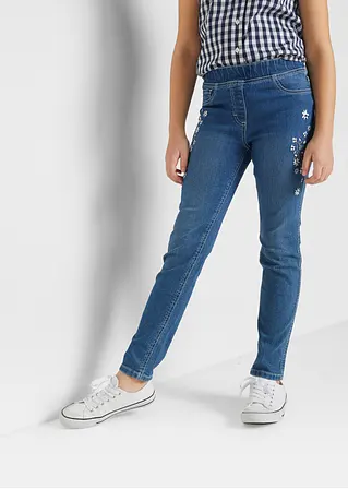 bonprix Hübsche Mädchen Jeggings mit Blumenstickerei - blau Kostenlose Rückgabe