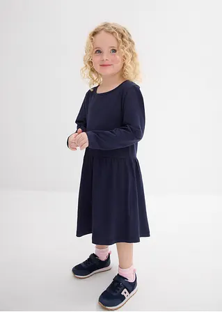 bonprix Langarm Mädchen Jerseykleid aus reiner Bio-Baumwolle - blau Neueste Stile