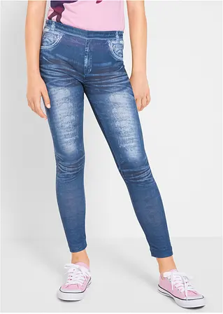 bonprix Tolle Mädchen Leggings mit angesagtem Denimdruck - blau Letzte 2 Tage