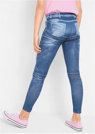 bonprix Tolle Mädchen Leggings mit angesagtem Denimdruck - blau Letzte 2 Tage