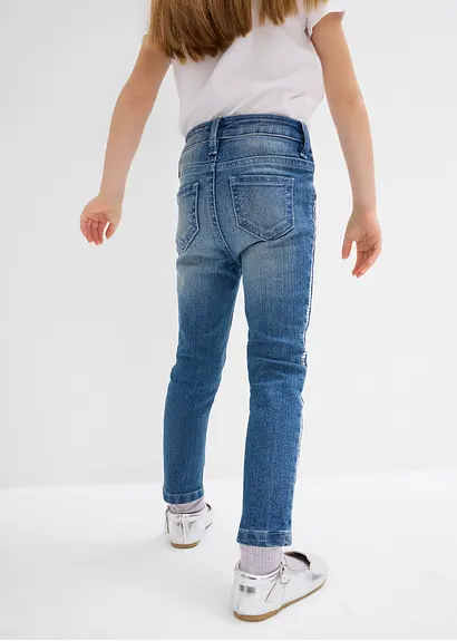 bonprix Moderne Mädchen Skinny-Jeans mit dekorativen Pailletten - blau Letzter Tag