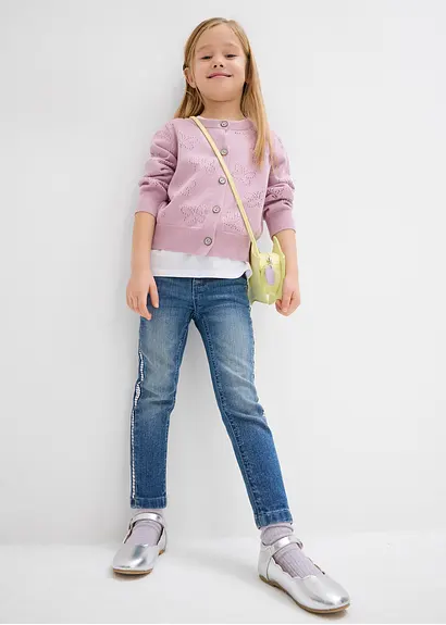 bonprix Moderne Mädchen Skinny-Jeans mit dekorativen Pailletten - blau Letzter Tag