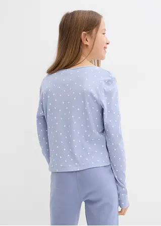 bonprix Bedrucktes Mädchen Langarmshirt aus Rippe - blau Zeitbegrenzte Promotion