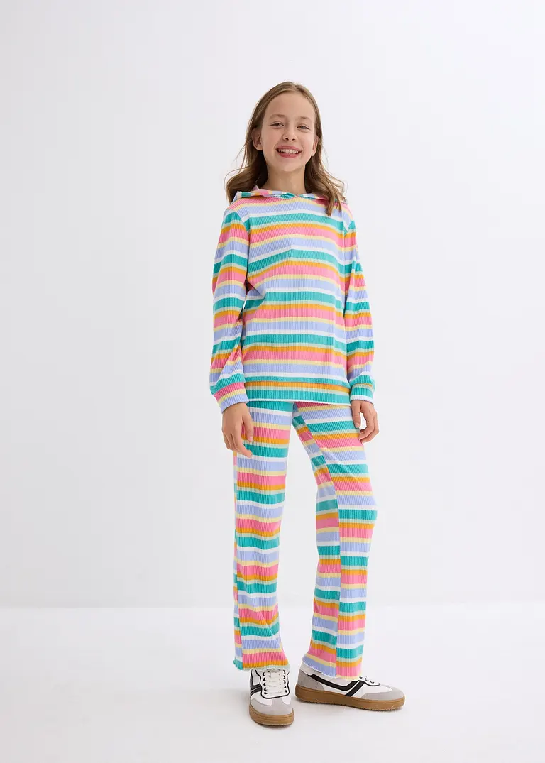 bonprix Farbenfroher 2-tgl Kinderanzug mit Kaputze aus flauschiger Rippware Bis zu 60% Rabatt