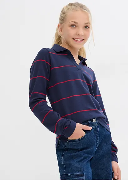 bonprix Mädchen Langarmshort aus Bio-Baumwolle - blau - Kinder Bis zu 65% Rabatt