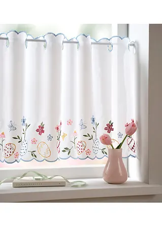 bonprix Küchengardine mit bestickten Oster Motiven - weiß Lochleiste Rabatt