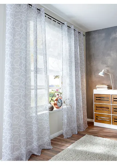 bonprix Dekroartiver Sichtschutz in zeitlosem Design - weiß Schlaufen Letzte 3 Tage