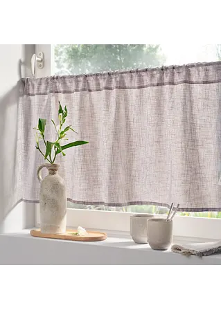 bonprix Helle Küchengardine in schlichter Leinen-Optik - grau Tunnelzug Bis zu 60% Rabatt
