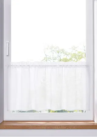 bonprix Helle Küchengardine in schlichter Leinen-Optik - weiß Tunnelzug Bis zu 65% Rabatt