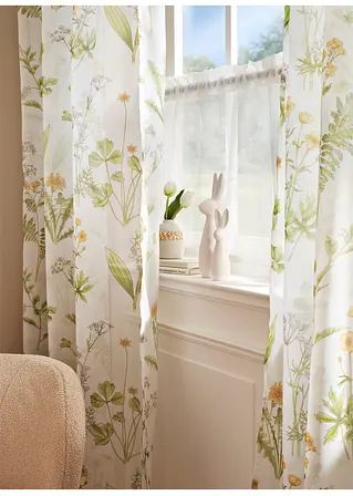 bonprix Helle Küchengardine in schlichter Leinen-Optik - weiß Tunnelzug Bis zu 65% Rabatt